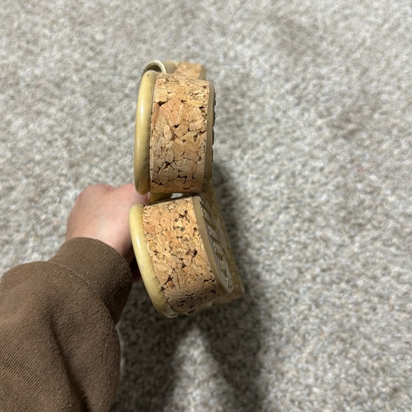 Jimmy Choo Beige Patent Leather 'Pence' Cork Wedge - Picture 6 of 6